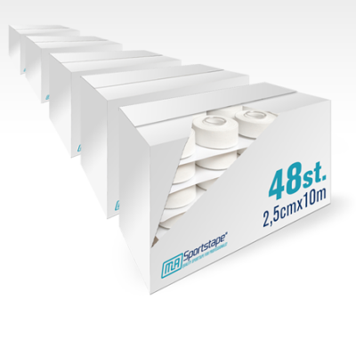 5 Kartons MLA Sporttape 2,5 cm Weiß (240 Stück)